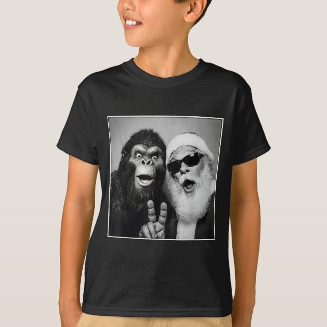 Camiseta Santa Claus Selfie Bigfoot Christmas Funny Sasquat (Frente)