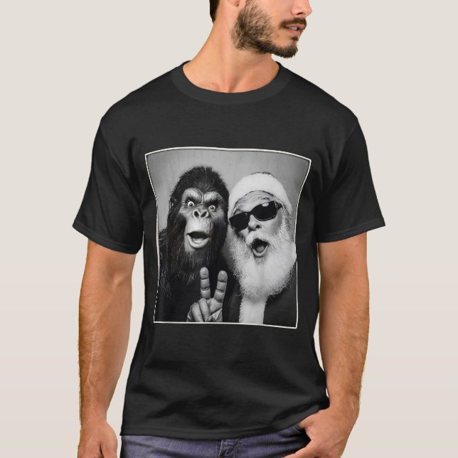 Camiseta Santa Claus Selfie Bigfoot Christmas Funny Sasquat (Frente)
