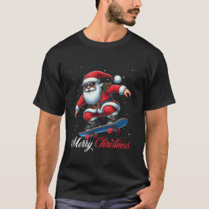 Camiseta Santa Claus Skateboard Skateboarder Feliz Chris