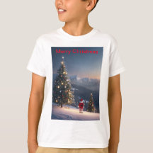 Camiseta Santa Claus Snowy Mountain Kids T-Shirt