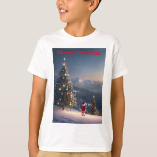 Camiseta Santa Claus Snowy Mountain Kids T-Shirt