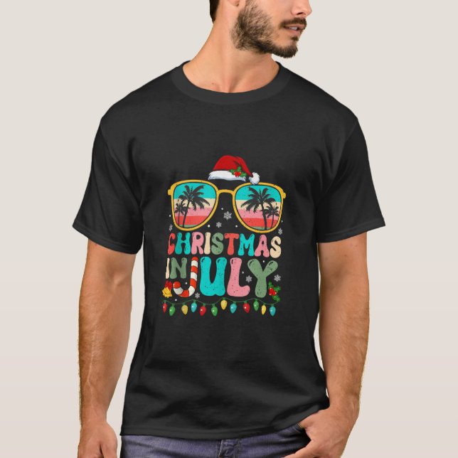 Camiseta Santa Claus Sunglass Summer Hawaii Beach Christm (Frente)
