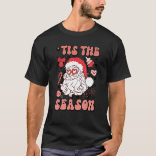 Camiseta Santa Claus Tis A Época Groovy Floral Hippie Ch