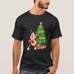Camiseta Santa Claus Toca Banjo Perto da Árvore de Natal