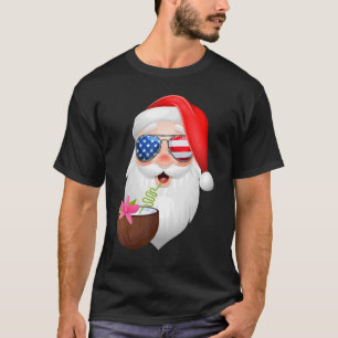 Camiseta   Santa Claus Usa Sunglasses Summer Christmas In J