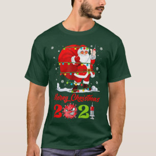 Camiseta Santa Claus Vaccinated Xmas Lights Merry Christmas