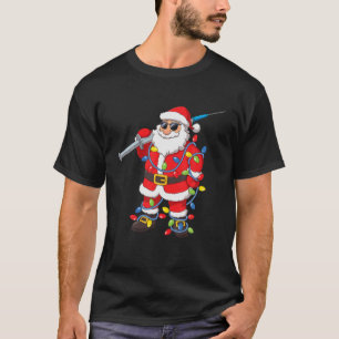 Camiseta Santa Claus Vacinado Óculos de sol Árvore de Natal
