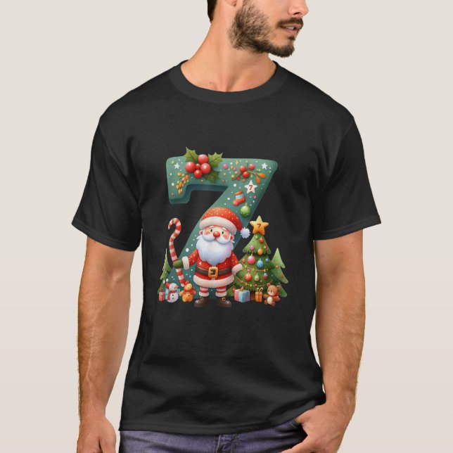 Camiseta Santa Claus With Christmas Tree And Candy Cane Sev (Frente)
