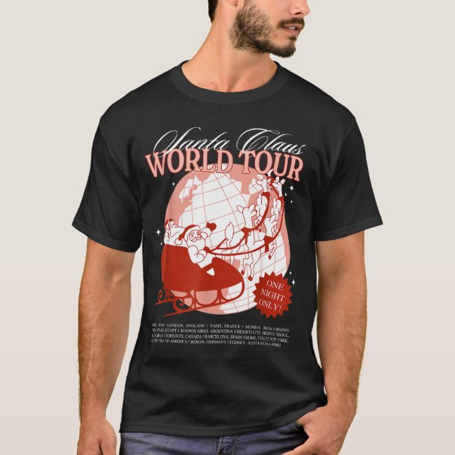 Camiseta Santa Claus World Tour Christmas Xmas Holiday Paja (Frente)