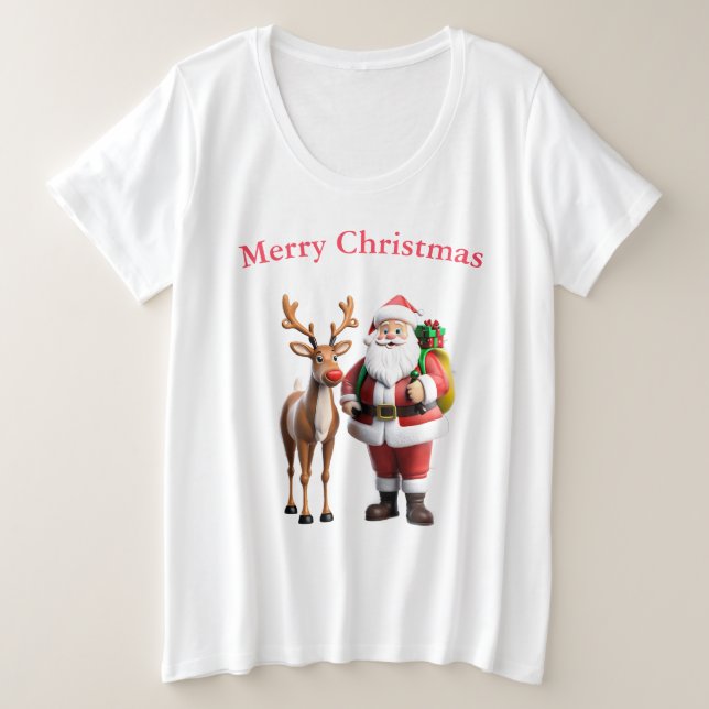 Camiseta Santa Clause e sua rena (Frente do Design)