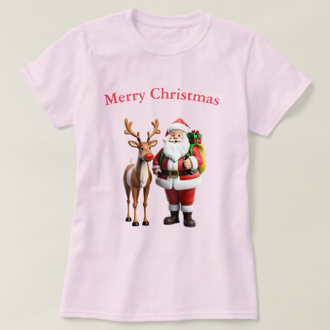 Camiseta Santa Clause e sua rena (Frente do Design)
