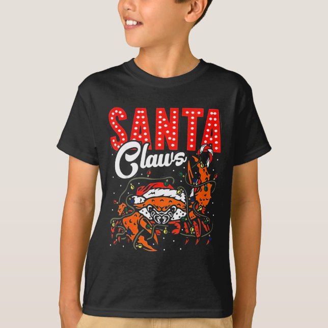 Camiseta Santa Claws Christmas Funny Crab Lights Holiday Ca (Frente)