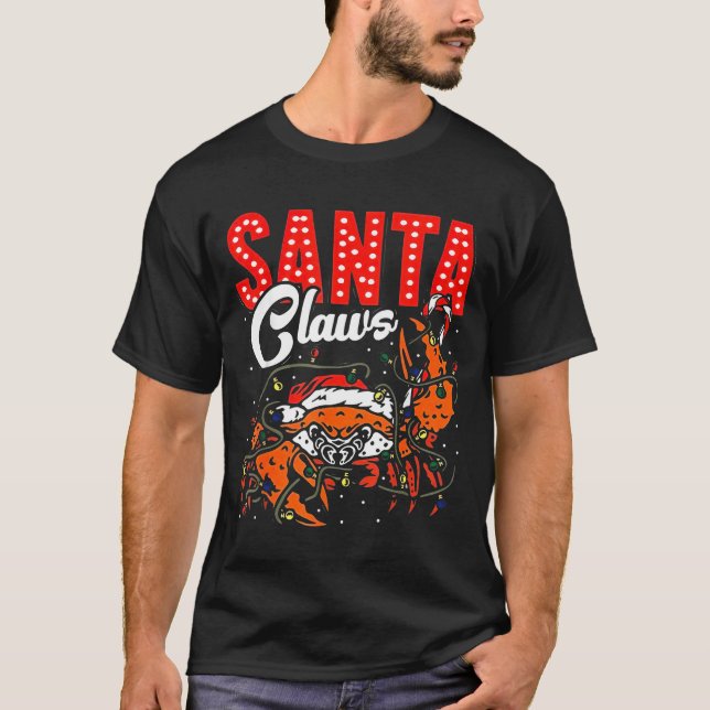 Camiseta Santa Claws Christmas Funny Crab Lights Holiday Ca (Frente)
