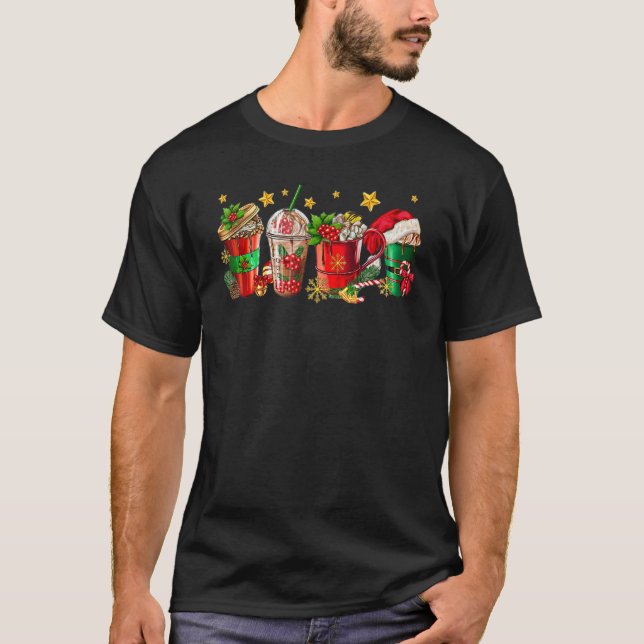 Camiseta Santa Coffee Winter Christmas Hot Chocolate Elf La (Frente)