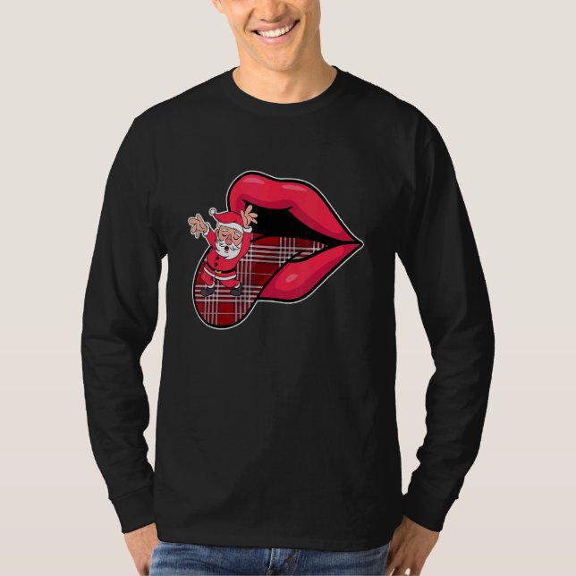 Camiseta Santa Dancing Tongue Out Christmas Pajama  X mas P (Frente)