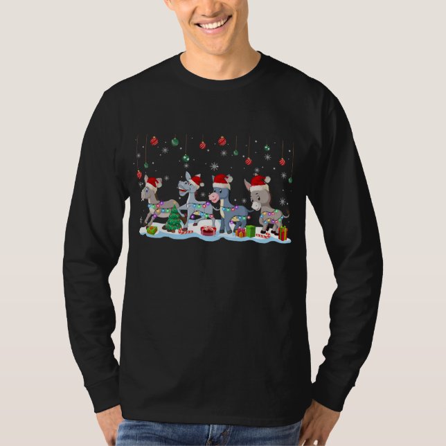Camiseta Santa Donkey Squad Christmas Lights Santa Donkey (Frente)