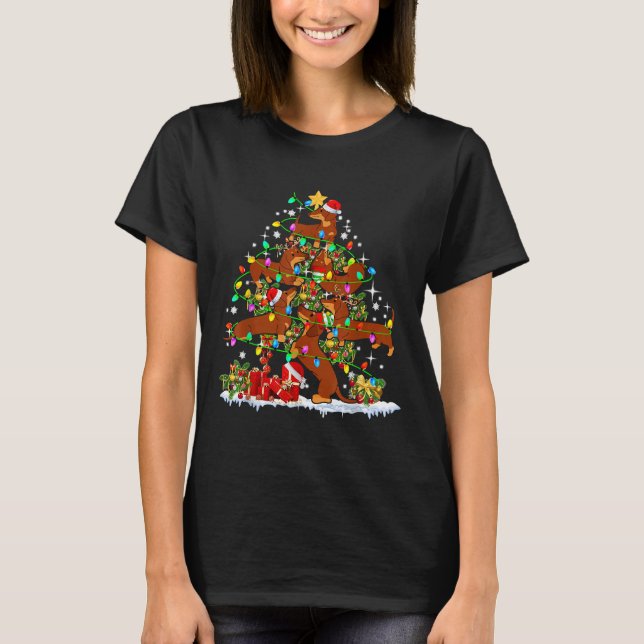 Camiseta Santa Elf Reindeer Dachshund Christmas Tree Christ (Frente)