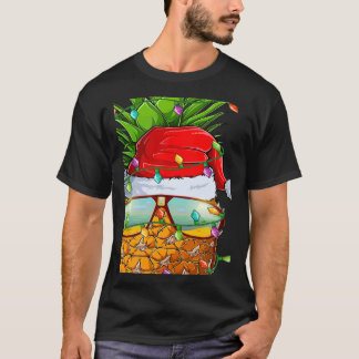 Camiseta Santa Fat Pineapple Glasses Xmas Lights Pineapple