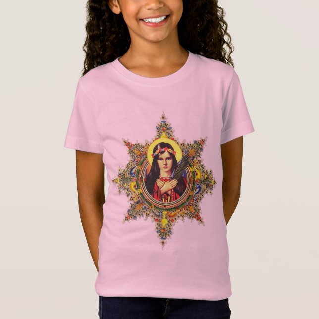 Camiseta Santa Filomena Arte Virgem Luminosa Premium (Frente)