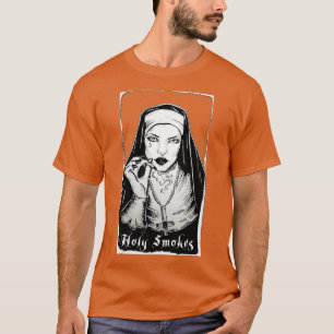 Camiseta Santa Fumaça Engraçada Gótico de freira de Hall