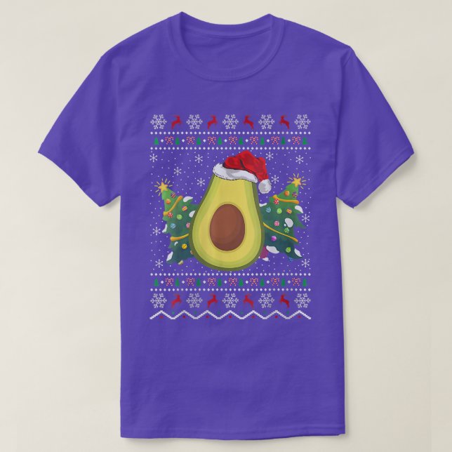 Camiseta Santa Hat Avocado Ugly Christmas Sweater Fruit Lov (Frente do Design)