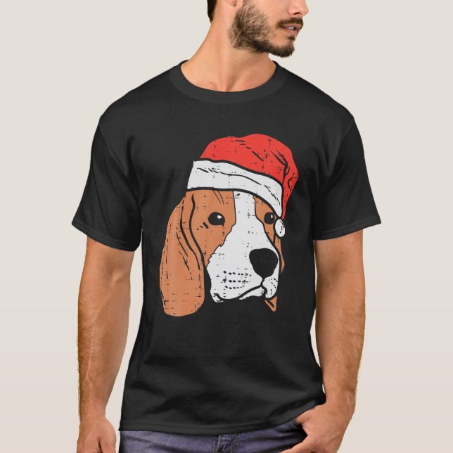 Camiseta Santa Hat Beagle Pjamas Natal Pjs Dog Lo (Frente)