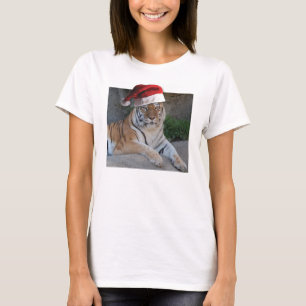 Camiseta Santa Hat Bengal Tiger