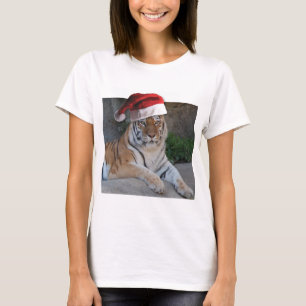 Camiseta Santa Hat Bengal Tiger