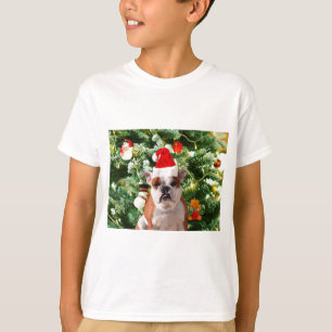 Camiseta Santa Hat Bulldog Árvore de Natal Snowman Caixa de