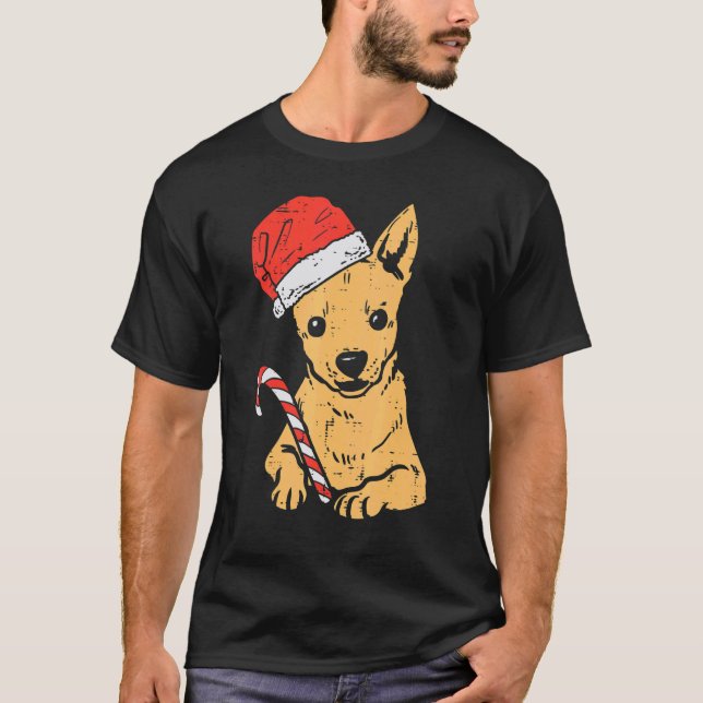 Camiseta Santa Hat Chihuahua Chiwawa Dog Christmas Xmas Men (Frente)