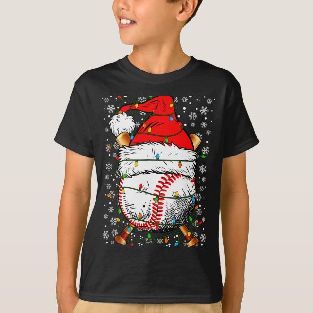 Camiseta Santa Hat Christmas Baseball Player Srts For Men B (Frente)