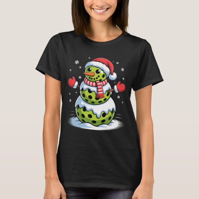 Camiseta Santa Hat Ckleball Snowman Christmas Men Women Kid (Frente)