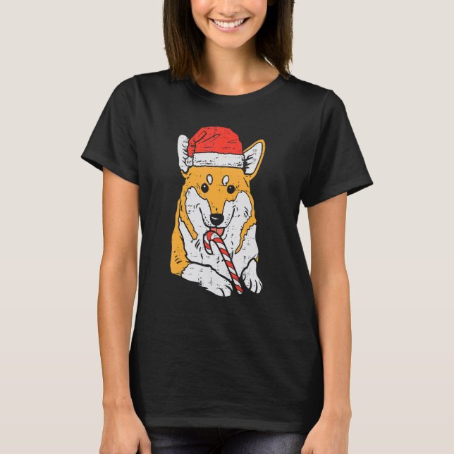 Camiseta Santa Hat Corgi Dog Christmas Xmas Men Women (Frente)