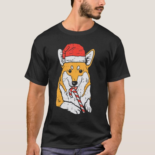 Camiseta Santa Hat Corgi Dog Christmas Xmas Men Women (Frente)