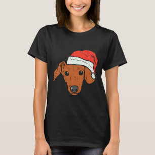 Camiseta Santa Hat Dachshund Pjs Natal Xmas Wiener Wein