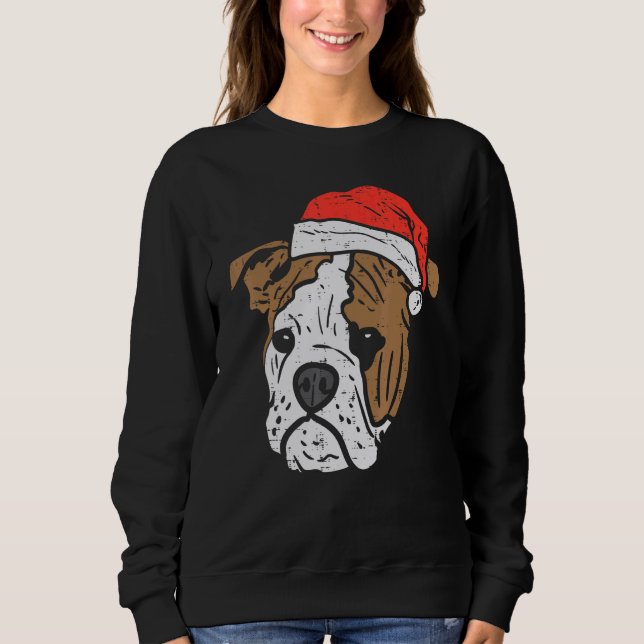 Camiseta Santa Hat English Bulldog Christmas Pet Dog  Owner (Frente)