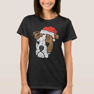 Camiseta Santa Hat English Bulldog Natal Pet Dog Proprietár