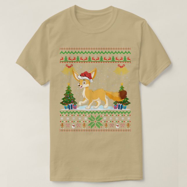 Camiseta Santa Hat Fennec Fo Xmas Lighting Fegly Fennec Fo  (Frente do Design)