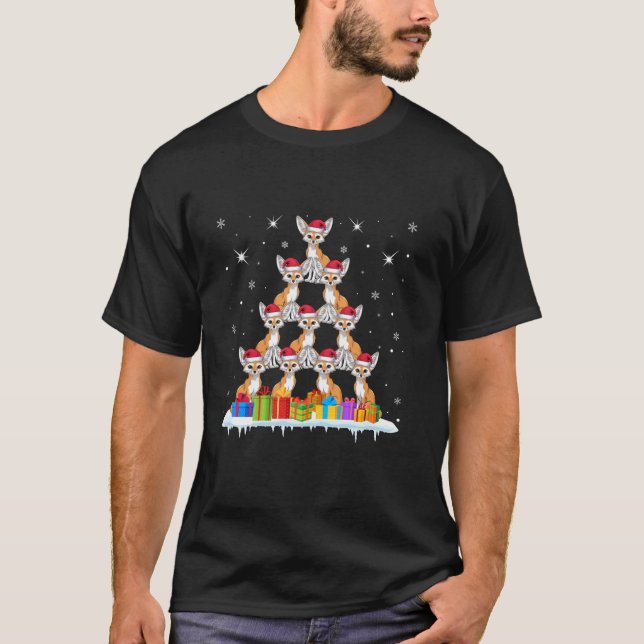 Camiseta Santa Hat Fennec Fox Amam Homens Mulheres Crianças (Frente)