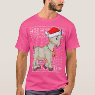 Camiseta Santa Hat Goat Xmas Lighting Ugly Goat Natal
