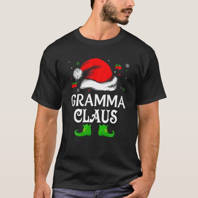 Camiseta Santa Hat Gramma Claus Elf Engraçado Sw de Natal F (Frente)