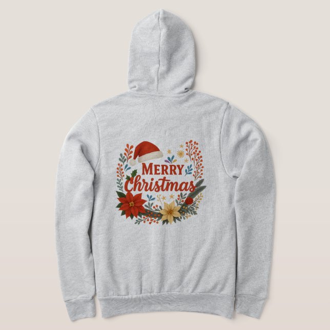Camiseta Santa Hat Merry Christmas Zip Hoodie (Postura das costas)