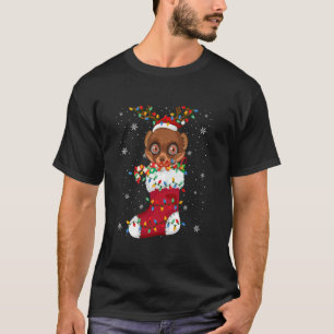Camiseta Santa Hat Mink Animal Em Luzes De Árvore Do Xmas D