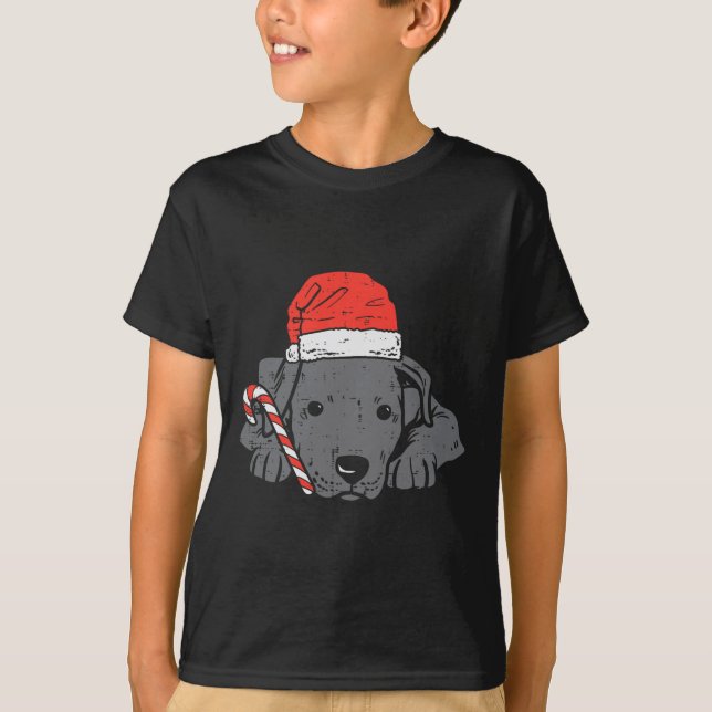 Camiseta Santa hat pitbull pit dog natal, Natal, mulheres c (Frente)