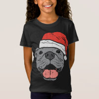 Santa Hat Pitbull Pit Natal Xmas Pet Dog Lover