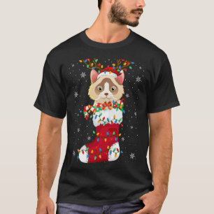 Camiseta Santa Hat Ragdoll Cat Animal Na Meias Xmas Tree Li