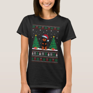 Camiseta Santa Hat Rottweiler Cachorro Cachorro Árvore De N