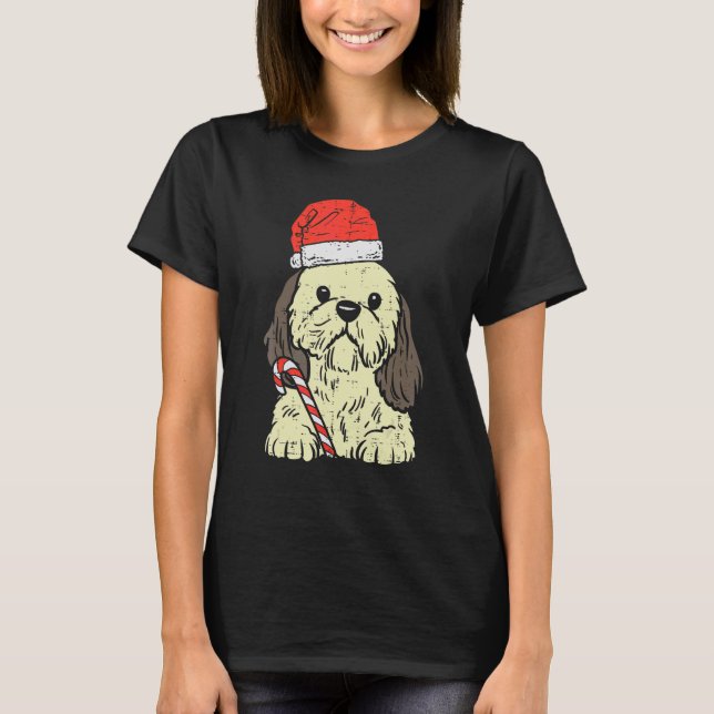 Camiseta Santa Hat Shih Tzu Dog Christmas Xmas Men Women (Frente)