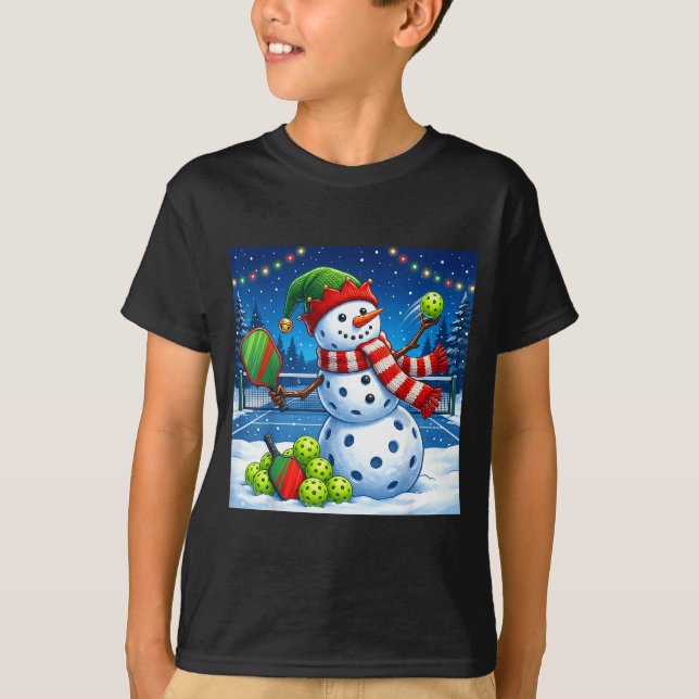Camiseta Santa Hat Snowman Xmas Funny Ckleball Christmas  (Frente)
