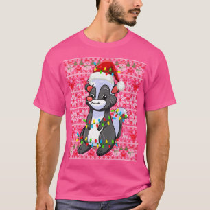 Camiseta Santa Hat Ugly Christmas Light Skunk